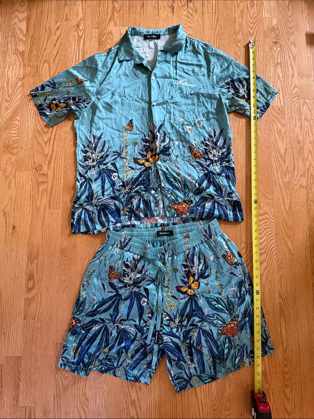 Men's Teal Botanical & Butterfly Short Pajama Set